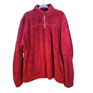 Grizzly Sherpa Mens XXL Crimson Red Quarter Zip High Pile Fleece Pullover 11216